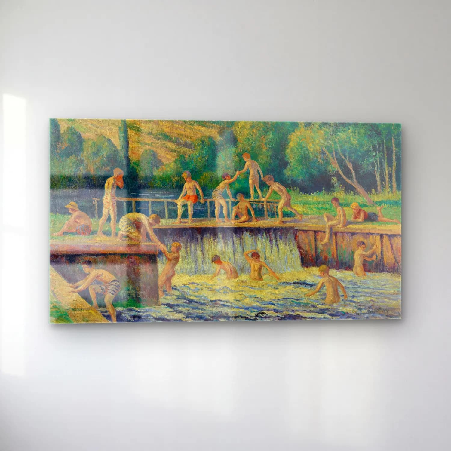 Maximilien Luce – La baignade à Bessy-sur-Cure (circa 1908) cam tablo — sol açıdan görünüm