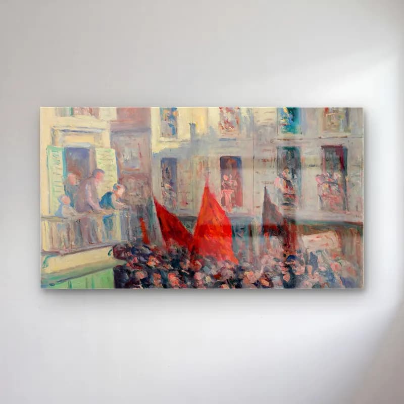 Maximilien Luce – Le Front populaire cam tablo — Maximilien Luce – Le Front populaire — empresyonist kalabalık cadde