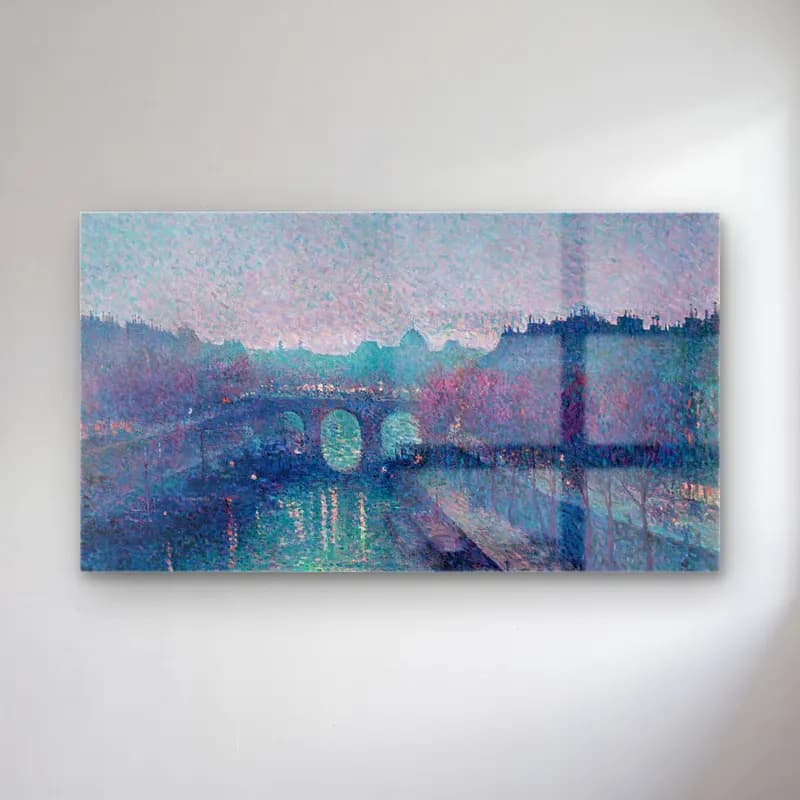 Maximilien Luce – Le Pont-Neuf, La Seine, Petit Bras cam tablo — Maximilien Luce – Le Pont-Neuf, La Seine, Petit Bras — empresyonist gece şehir
