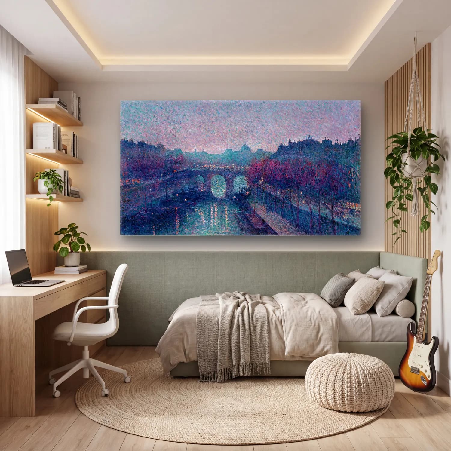 Maximilien Luce – Le Pont-Neuf, La Seine, Petit Bras cam tablo — genç odasında