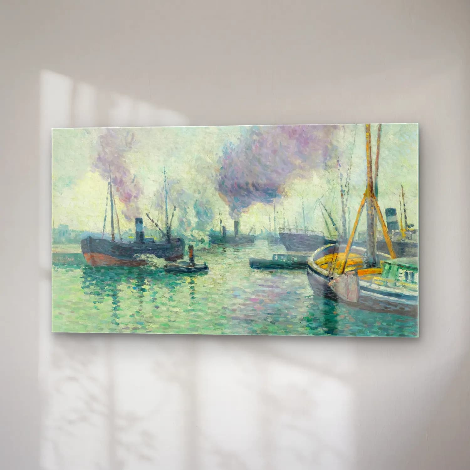 Maximilien Luce – Le Port De Rotterdam cam tablo — sağ açıdan görünüm