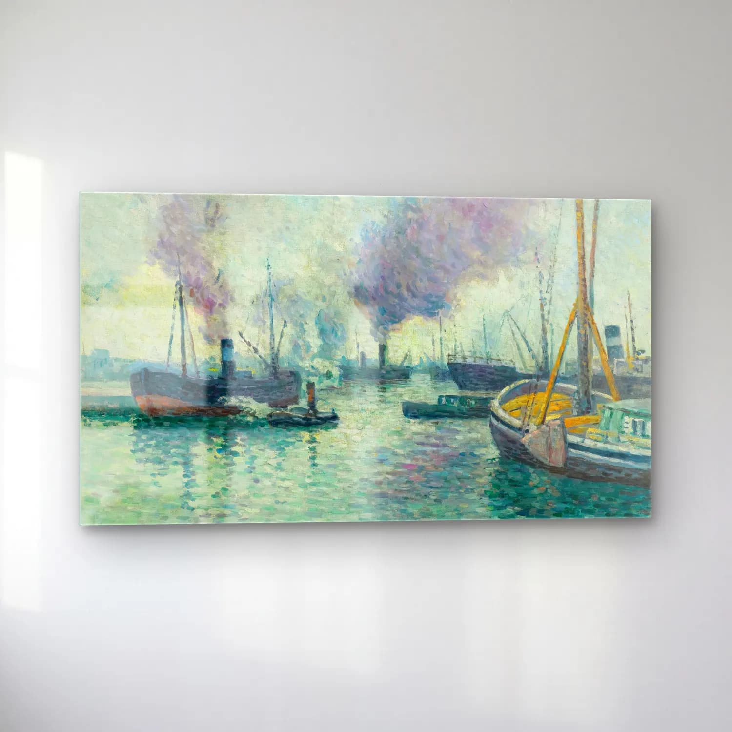 Maximilien Luce – Le Port De Rotterdam cam tablo — sol açıdan görünüm