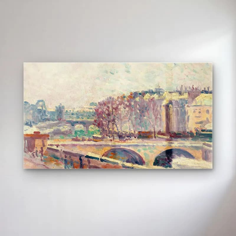 Maximilien Luce – Le Quai Saint-Michel cam tablo — Maximilien Luce – Le Quai Saint-Michel — empresyonist paris ve eyfel kulesi