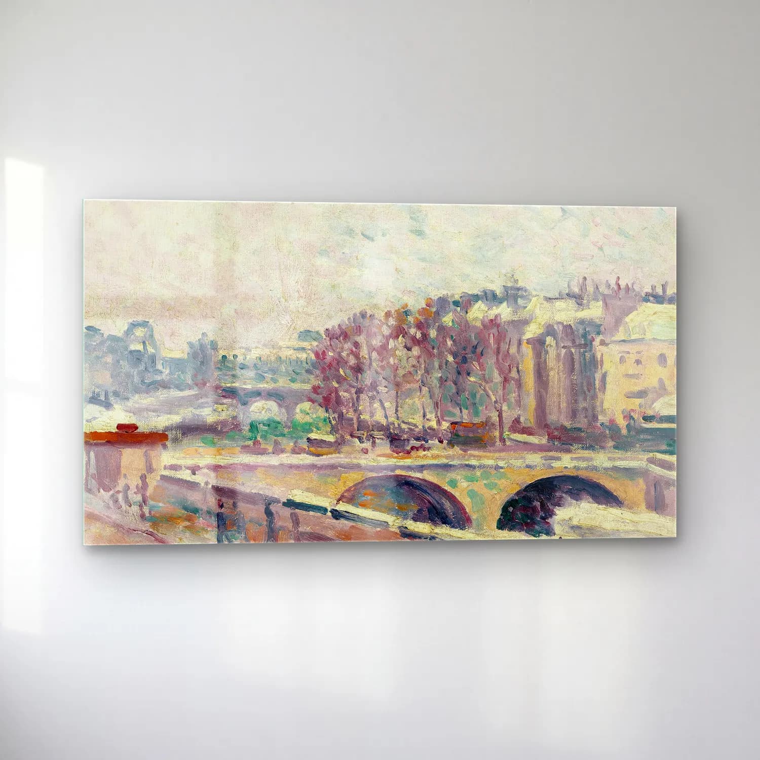 Maximilien Luce – Le Quai Saint-Michel cam tablo — sol açıdan görünüm