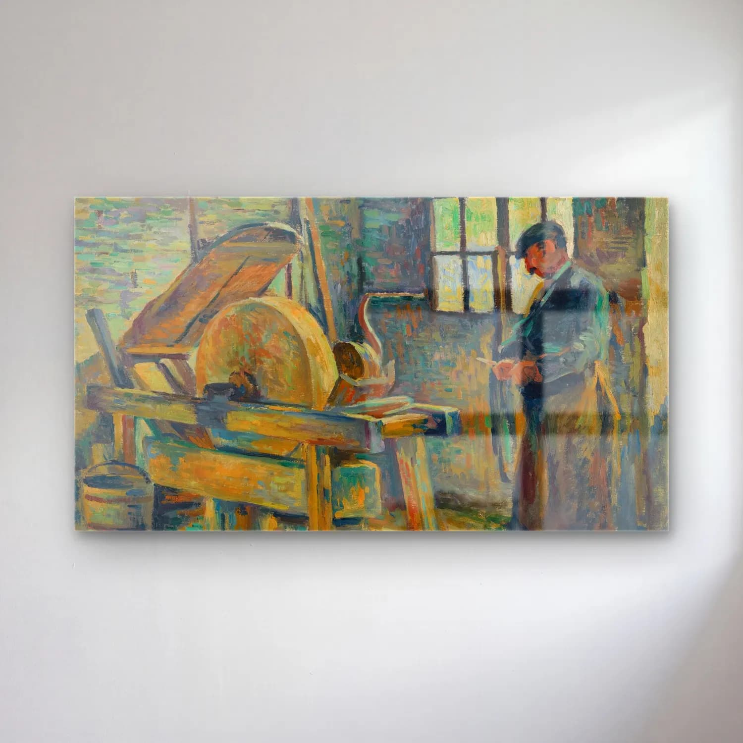 Maximilien Luce – Le Rémouleur (circa 1907) cam tablo — Maximilien Luce – Le Rémouleur (circa 1907) — empresyonist vintage i̇ç mekân