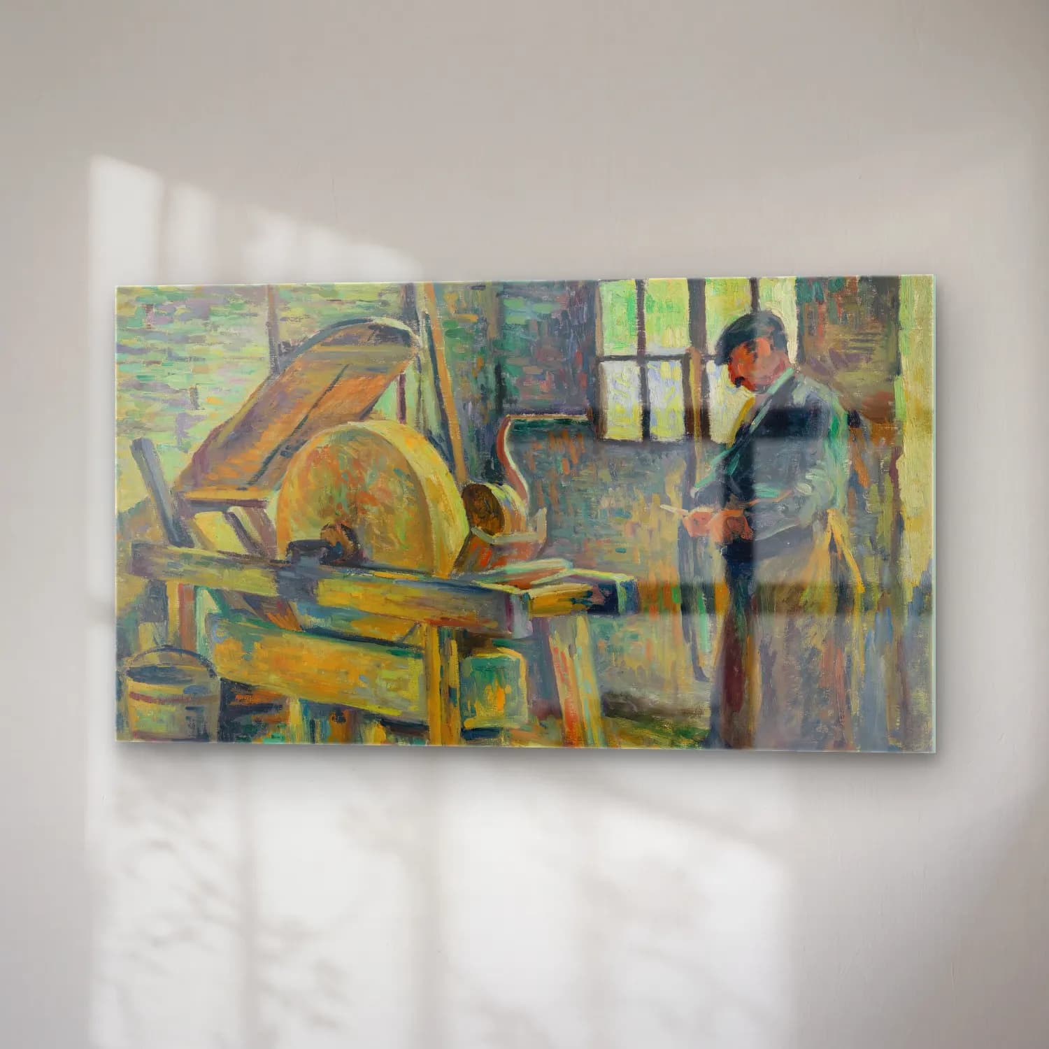 Maximilien Luce – Le Rémouleur (circa 1907) cam tablo — sağ açıdan görünüm