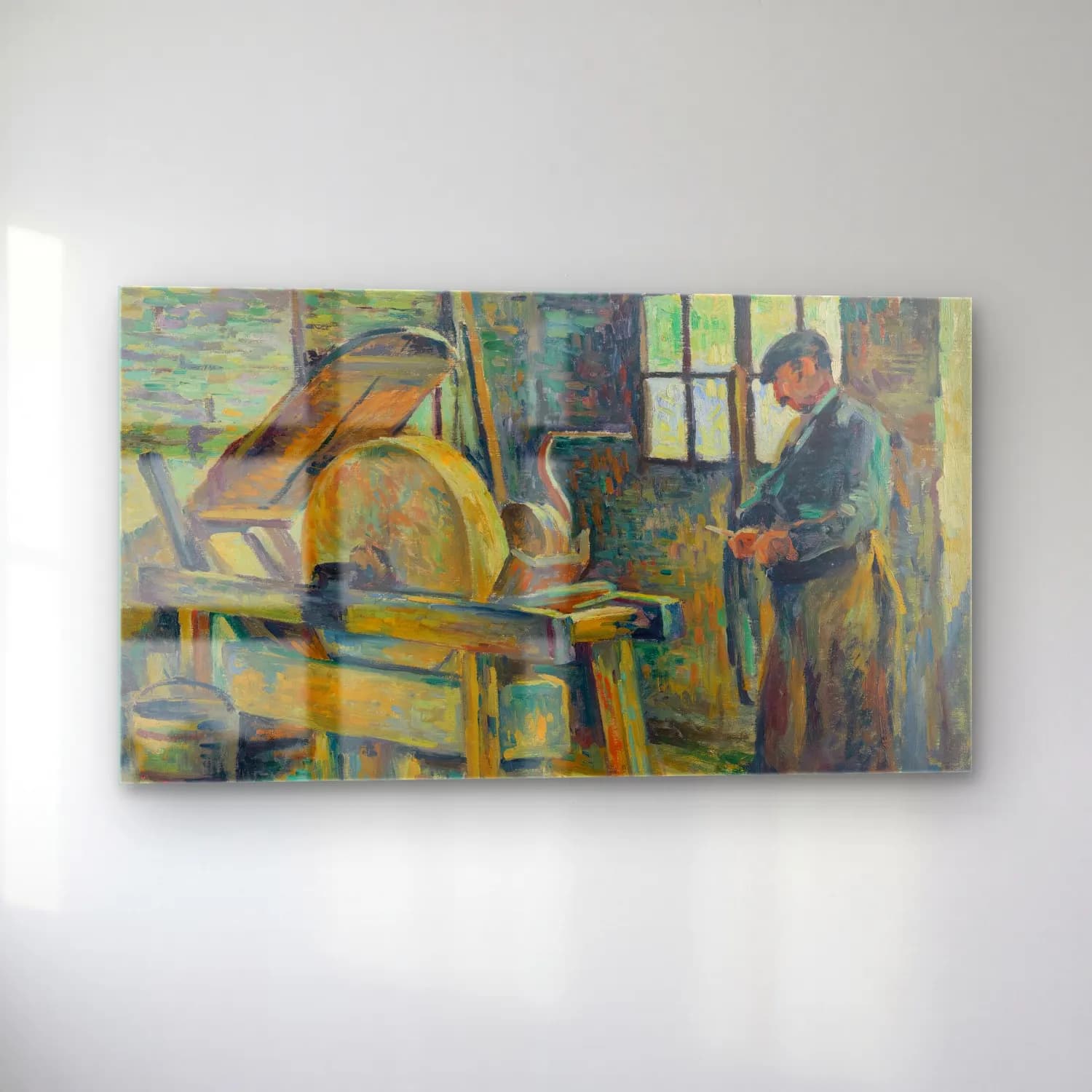 Maximilien Luce – Le Rémouleur (circa 1907) cam tablo — sol açıdan görünüm