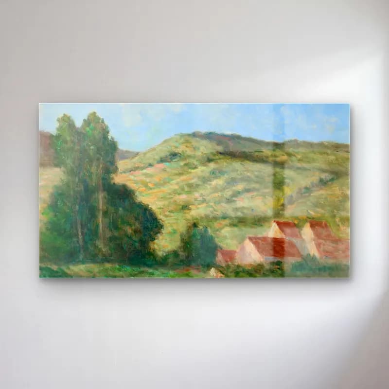 Maximilien Luce – Le Riviere cam tablo — Maximilien Luce – Le Riviere — empresyonist yeşil tepeler