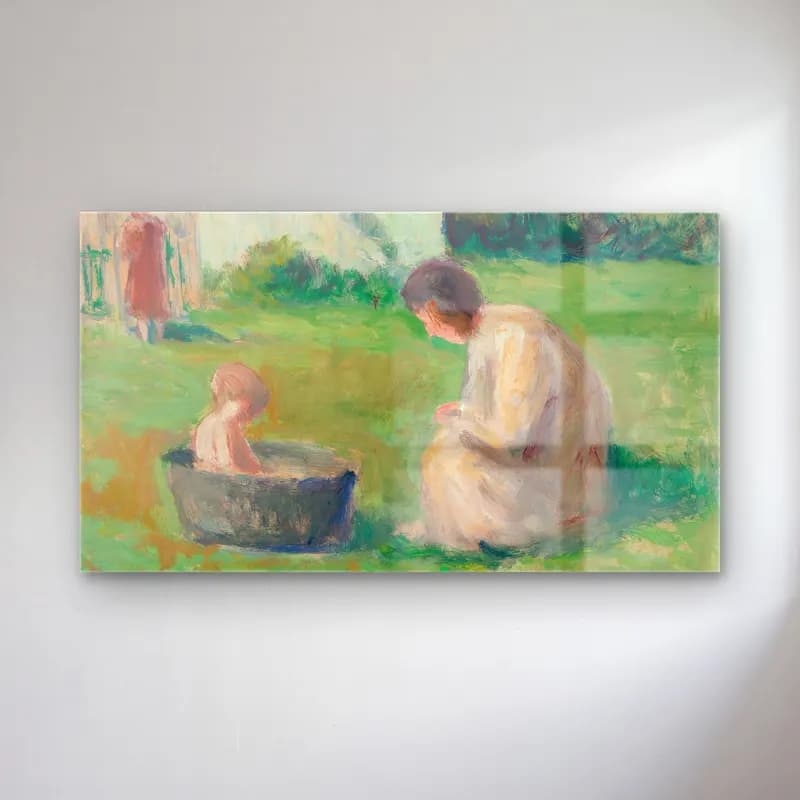 Maximilien Luce – Le bain du bébé cam tablo — Maximilien Luce – Le bain du bébé — empresyonist anne ve çocuk