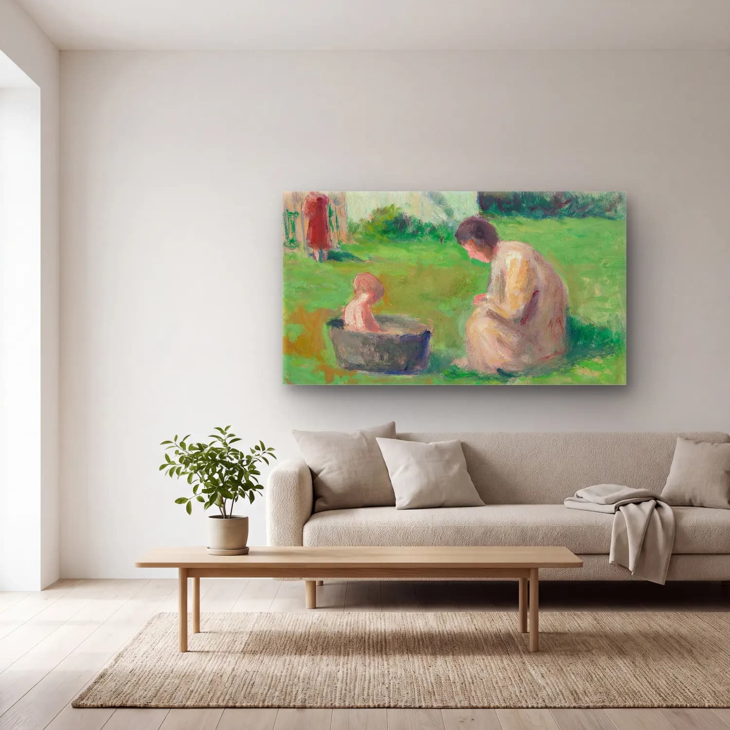 Maximilien Luce – Le bain du bébé cam tablo — açık renk salonda