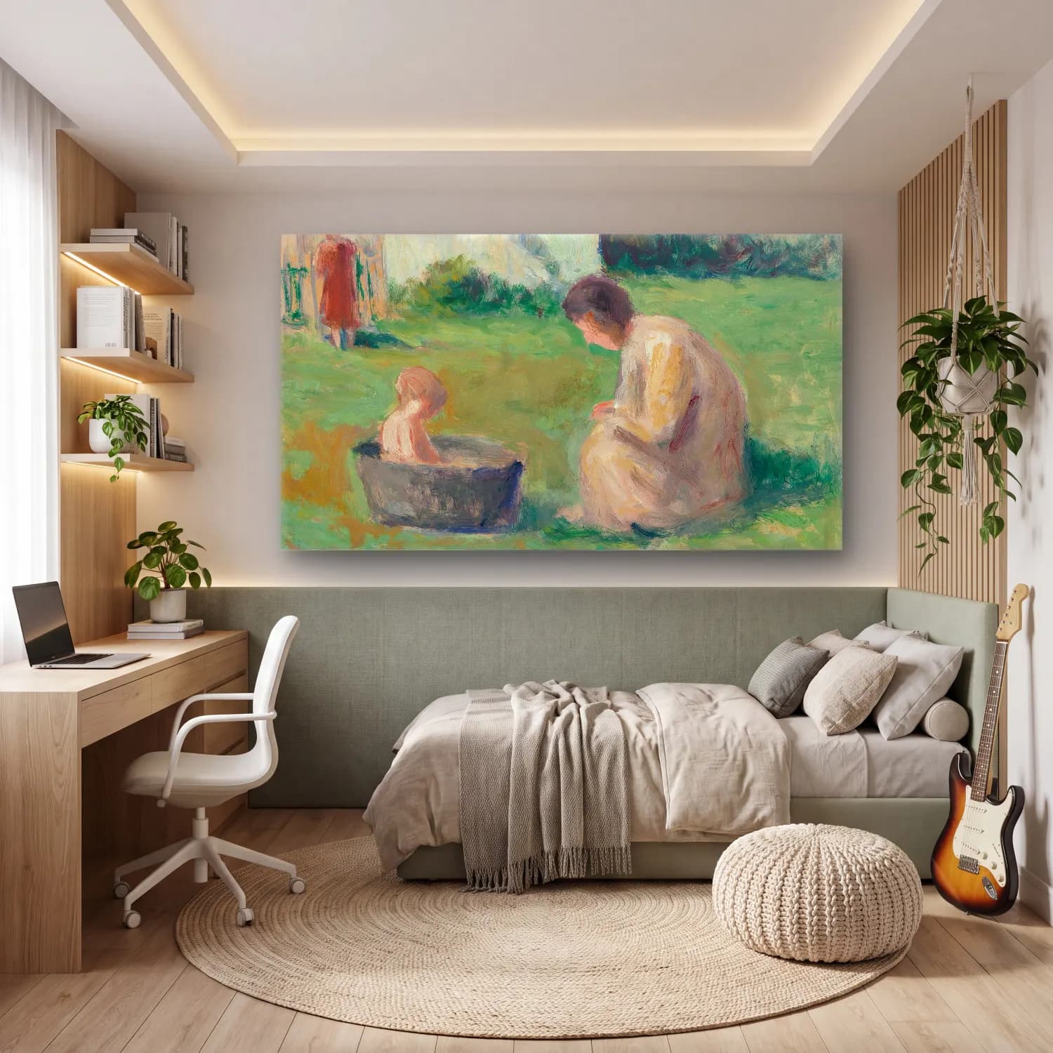 Maximilien Luce – Le bain du bébé cam tablo — genç odasında