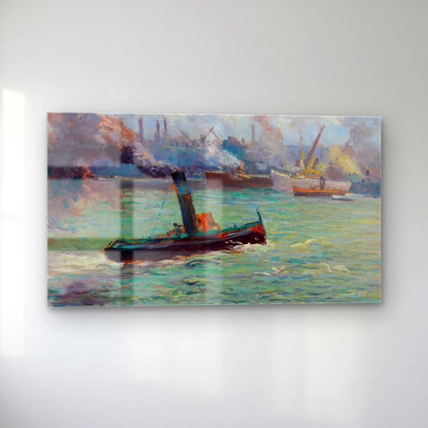 Maximilien Luce – Le port de Rouen cam tablo — sol açıdan görünüm