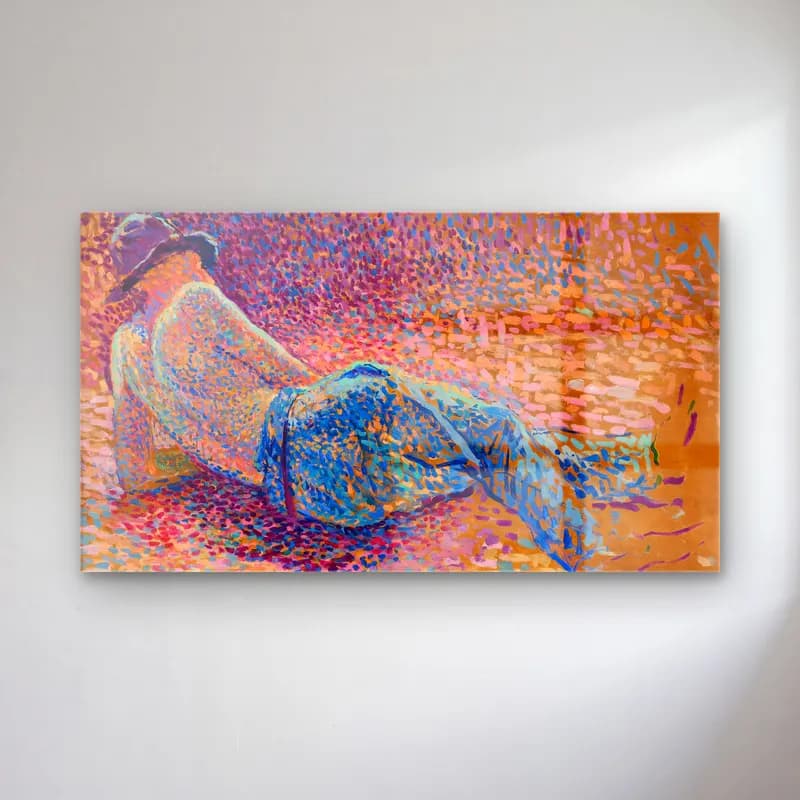 Maximilien Luce – Le repos de l’ouvrier (circa 1888) cam tablo — Maximilien Luce – Le repos de l’ouvrier (circa 1888) — empresyonist figür çalışması