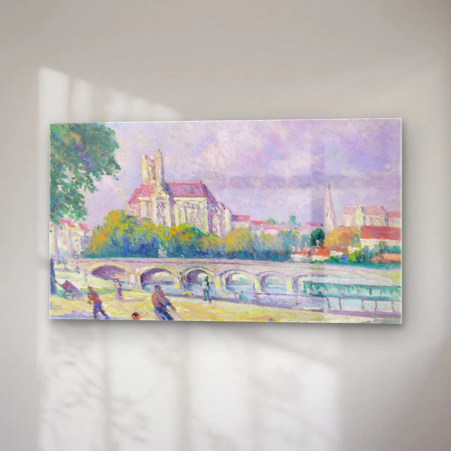 Maximilien Luce – Les quais et la Cathédrale, Auxerre cam tablo — sağ açıdan görünüm