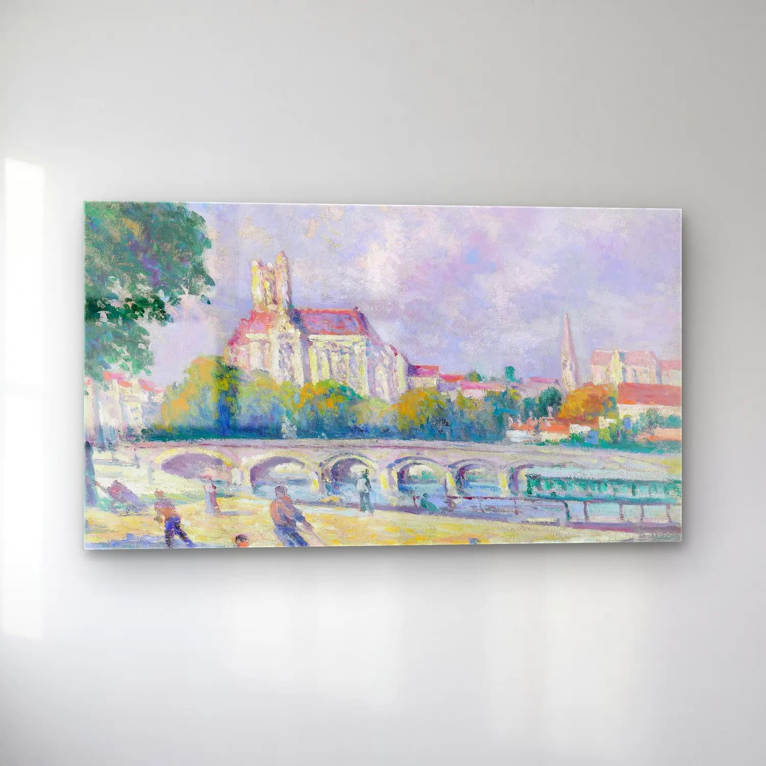 Maximilien Luce – Les quais et la Cathédrale, Auxerre cam tablo — sol açıdan görünüm