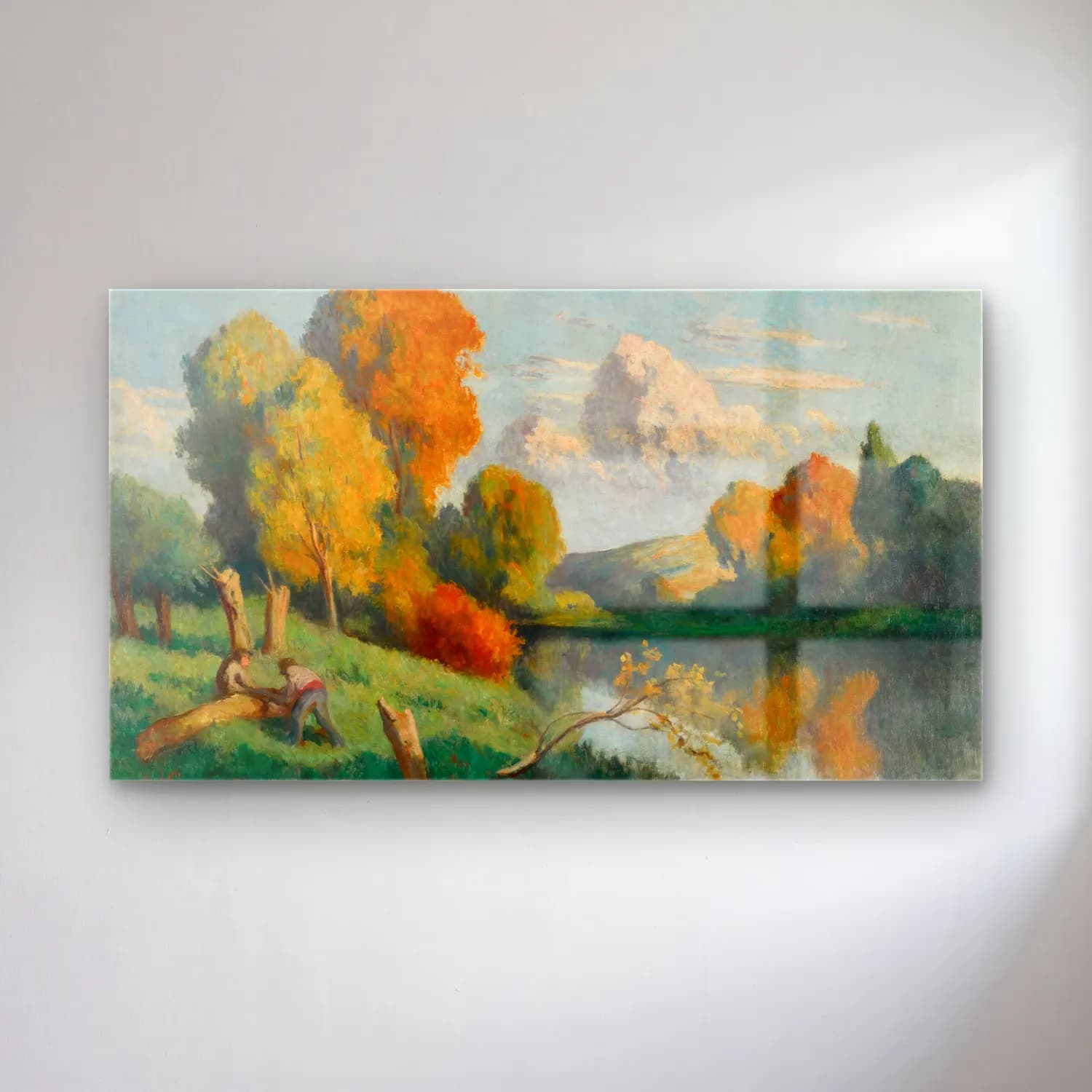 Maximilien Luce – Les scieurs, paysage de La Cure cam tablo — Maximilien Luce – Les scieurs, paysage de La Cure — empresyonist kırda nehir