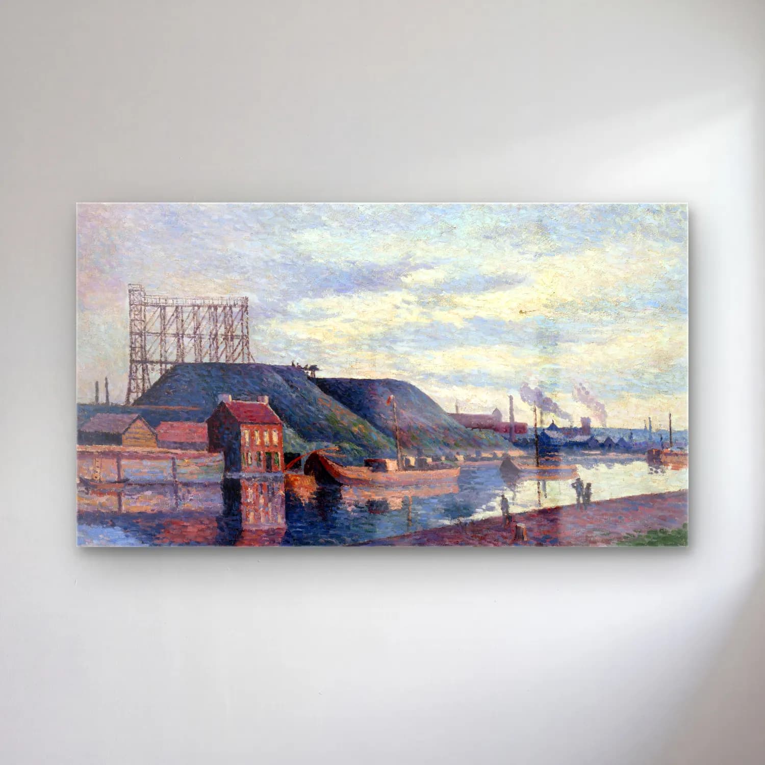 Maximilien Luce – Les terrils de Sacré Madame cam tablo — Maximilien Luce – Les terrils de Sacré Madame — empresyonist liman ve tekneler