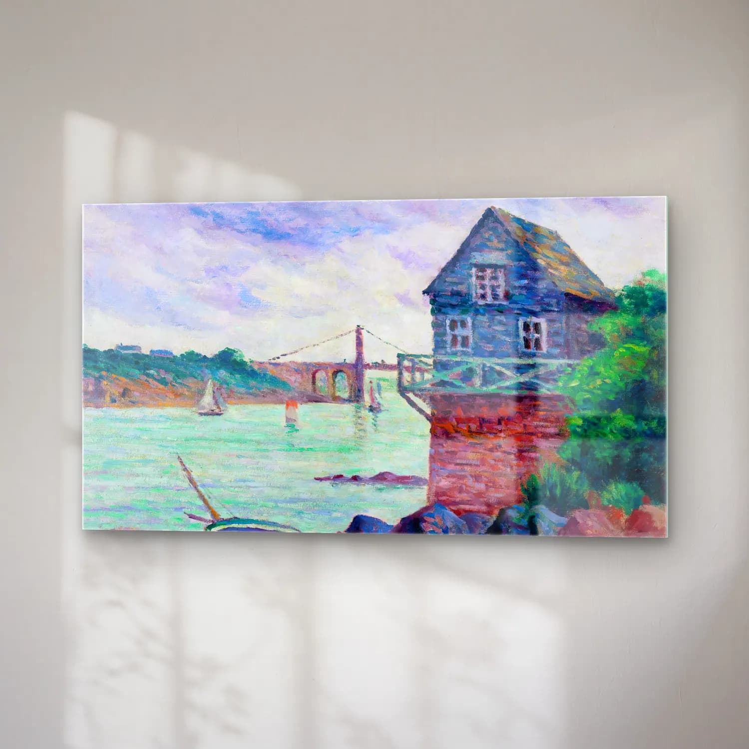 Maximilien Luce – Lézardrieux, Le Pont Suspendu cam tablo — sağ açıdan görünüm