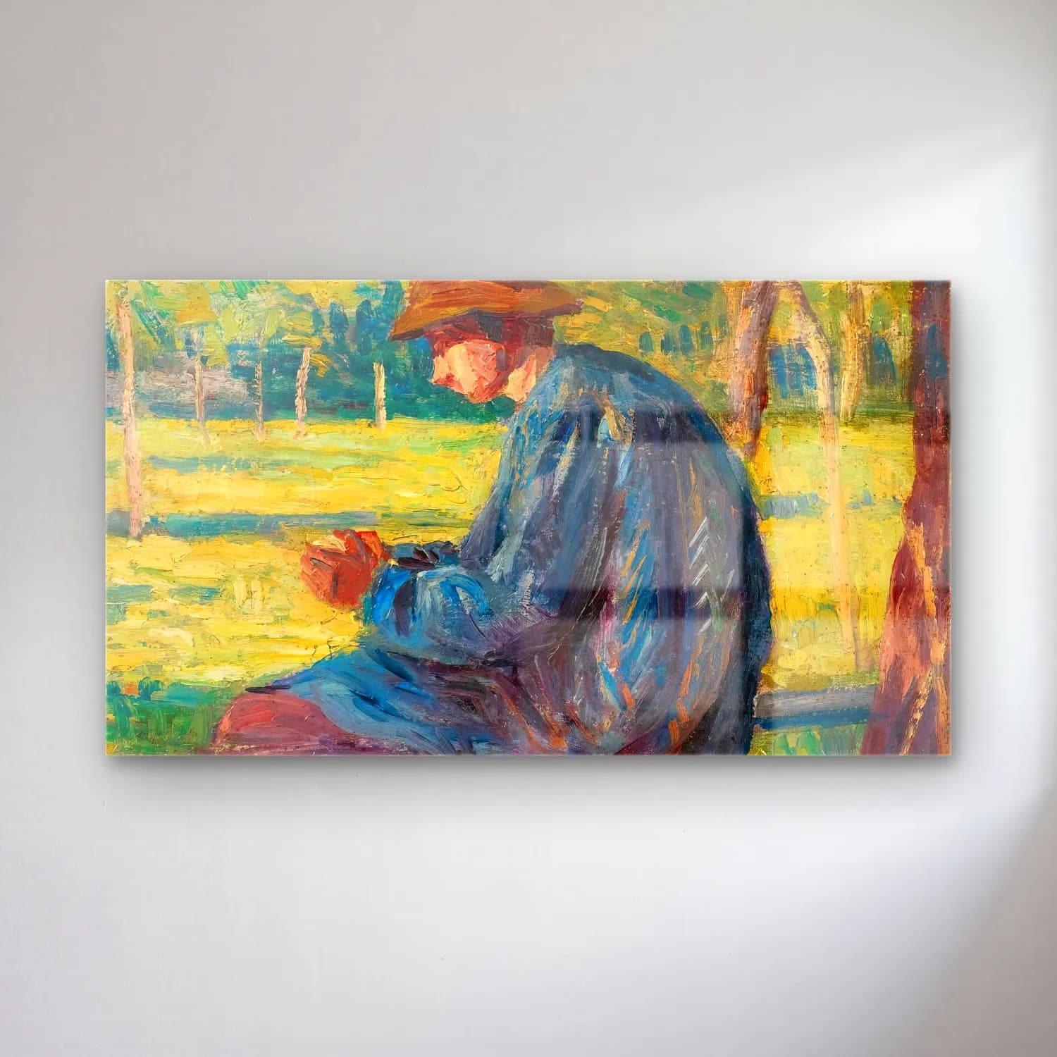 Maximilien Luce – Ludovic Rodo Pissarro Dans Le Jardin De Son Père À Eragny cam tablo — Maximilien Luce – Ludovic Rodo Pissarro Dans Le Jardin De Son Père À Eragny — empresyonist kitap okuyan kadın