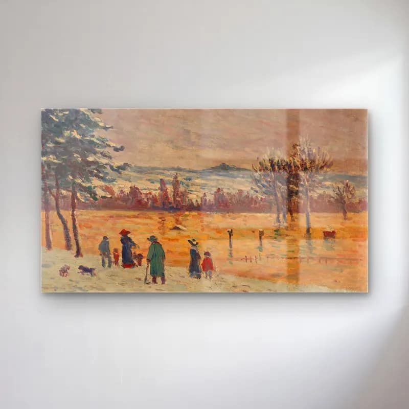Maximilien Luce – L’Inondation à Longchamp cam tablo — Maximilien Luce – L’Inondation à Longchamp — empresyonist karlı kış manzarası