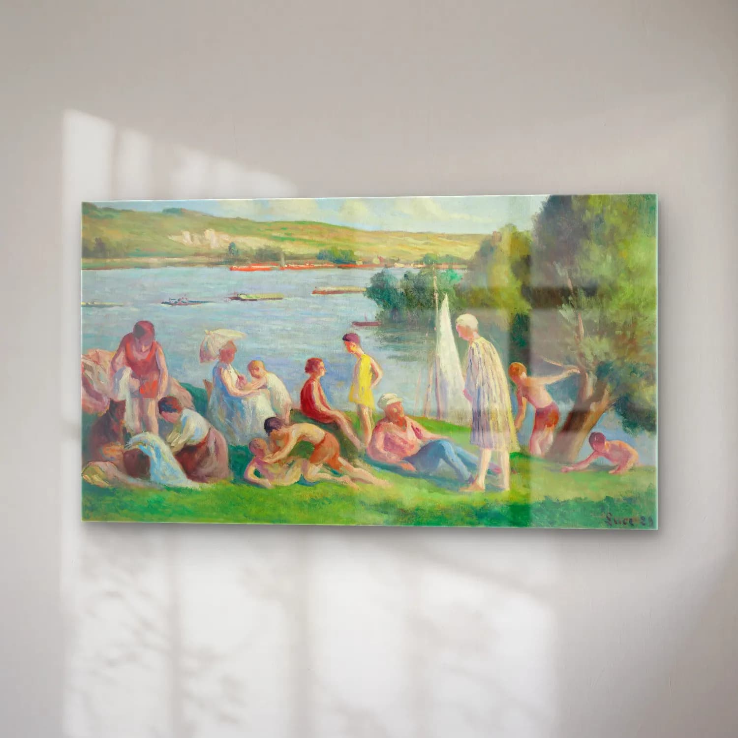 Maximilien Luce – Méricourt, un dimanche au bord de la Seine cam tablo — sağ açıdan görünüm