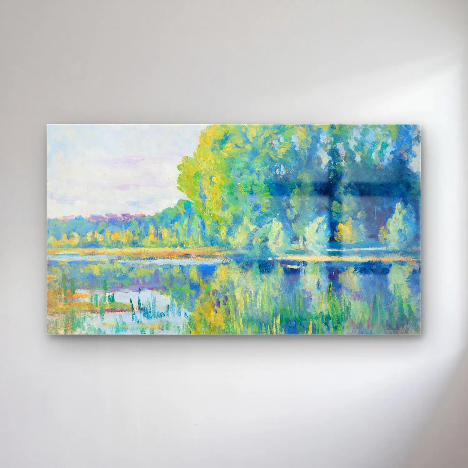 Maximilien Luce – Moulineux, L’Etang cam tablo — Maximilien Luce – Moulineux, L’Etang — empresyonist kırda nehir