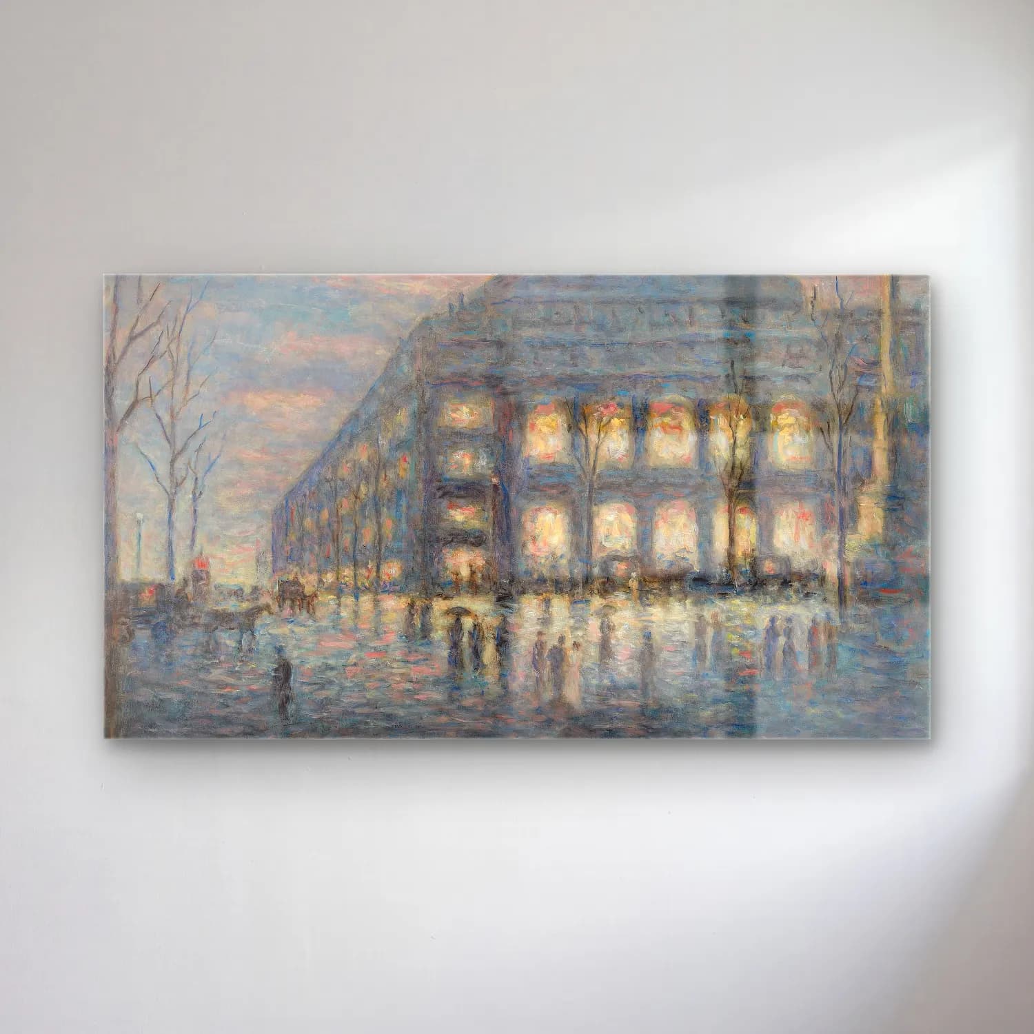 Maximilien Luce – Paris, la place du Théâtre du Châtelet (circa 1900) cam tablo — Maximilien Luce – Paris, la place du Théâtre du Châtelet (circa 1900) — empresyonist kalabalık cadde