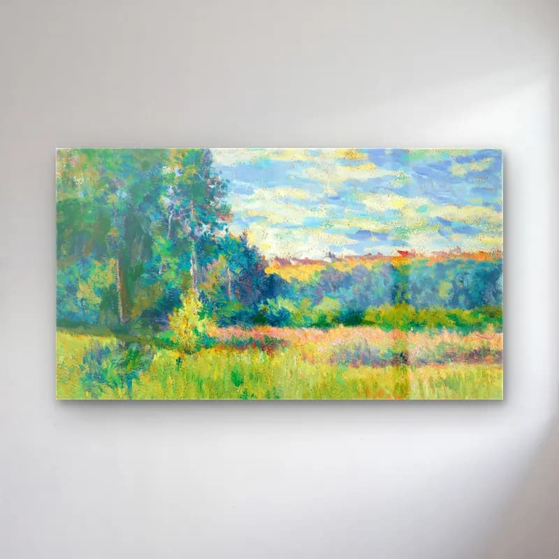 Maximilien Luce – Paysage cam tablo — Maximilien Luce – Paysage — empresyonist renk alanları