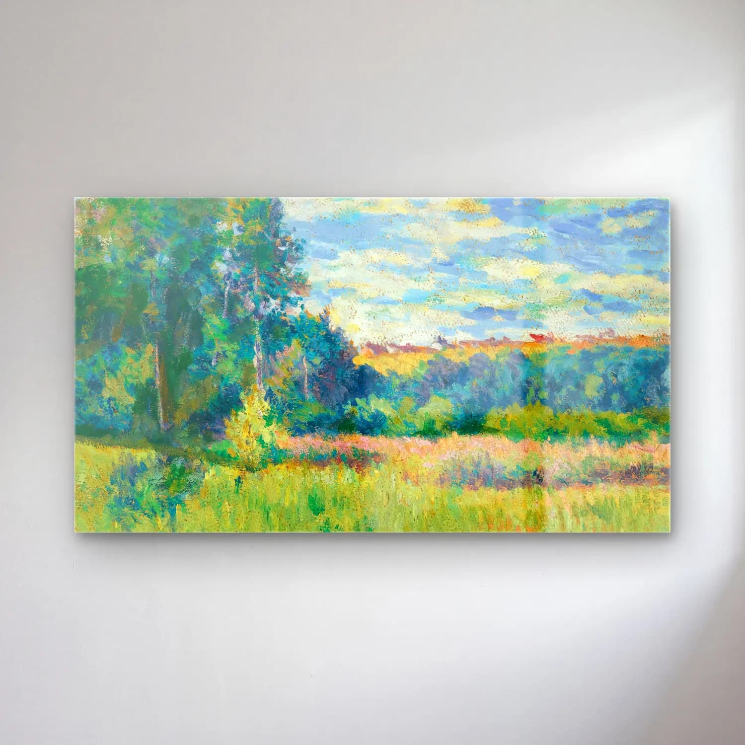 Maximilien Luce – Paysage cam tablo — Maximilien Luce – Paysage — empresyonist renk alanları