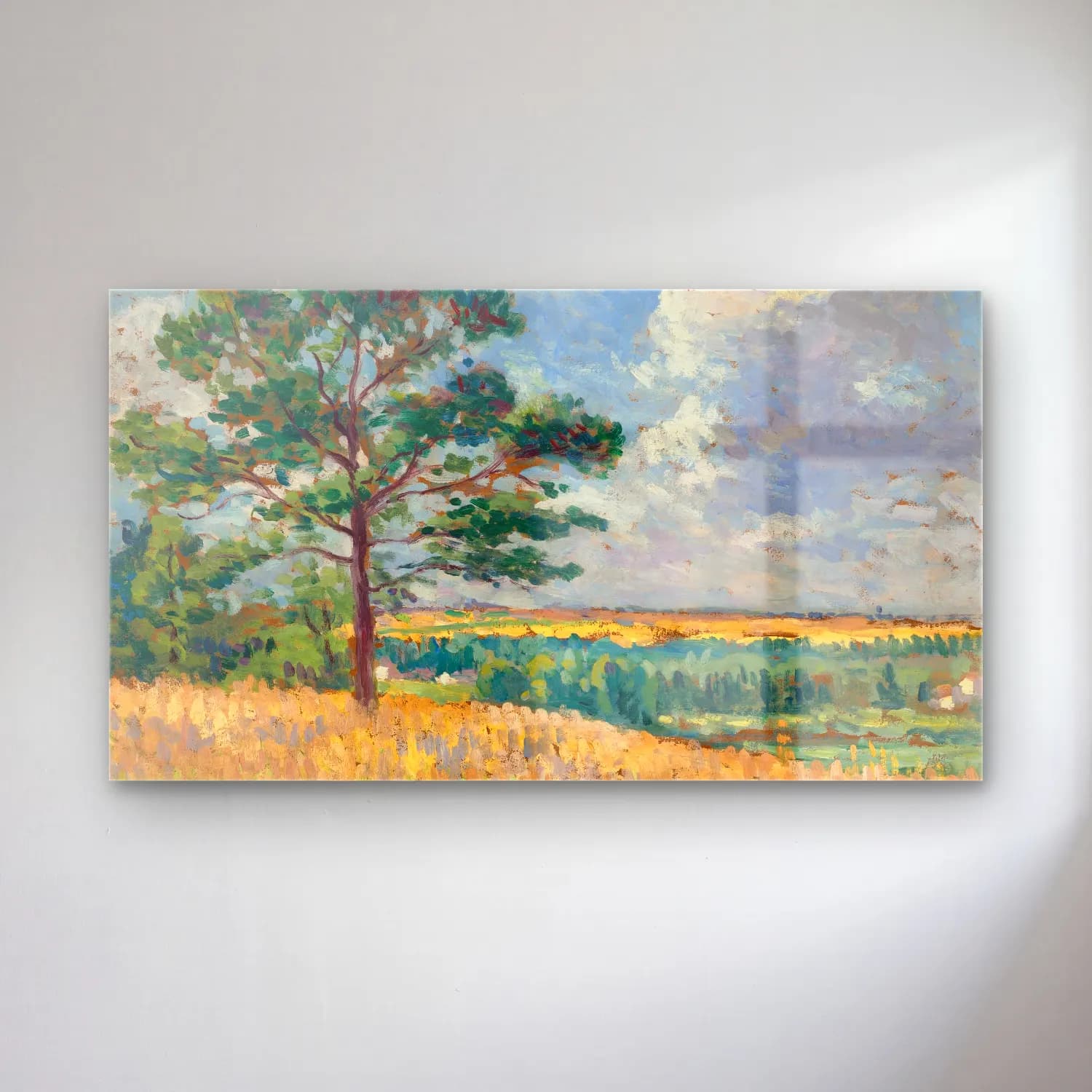 Maximilien Luce – Paysage près de Méréville (circa 1905) cam tablo — Maximilien Luce – Paysage près de Méréville (circa 1905) — empresyonist yalnız ağaç