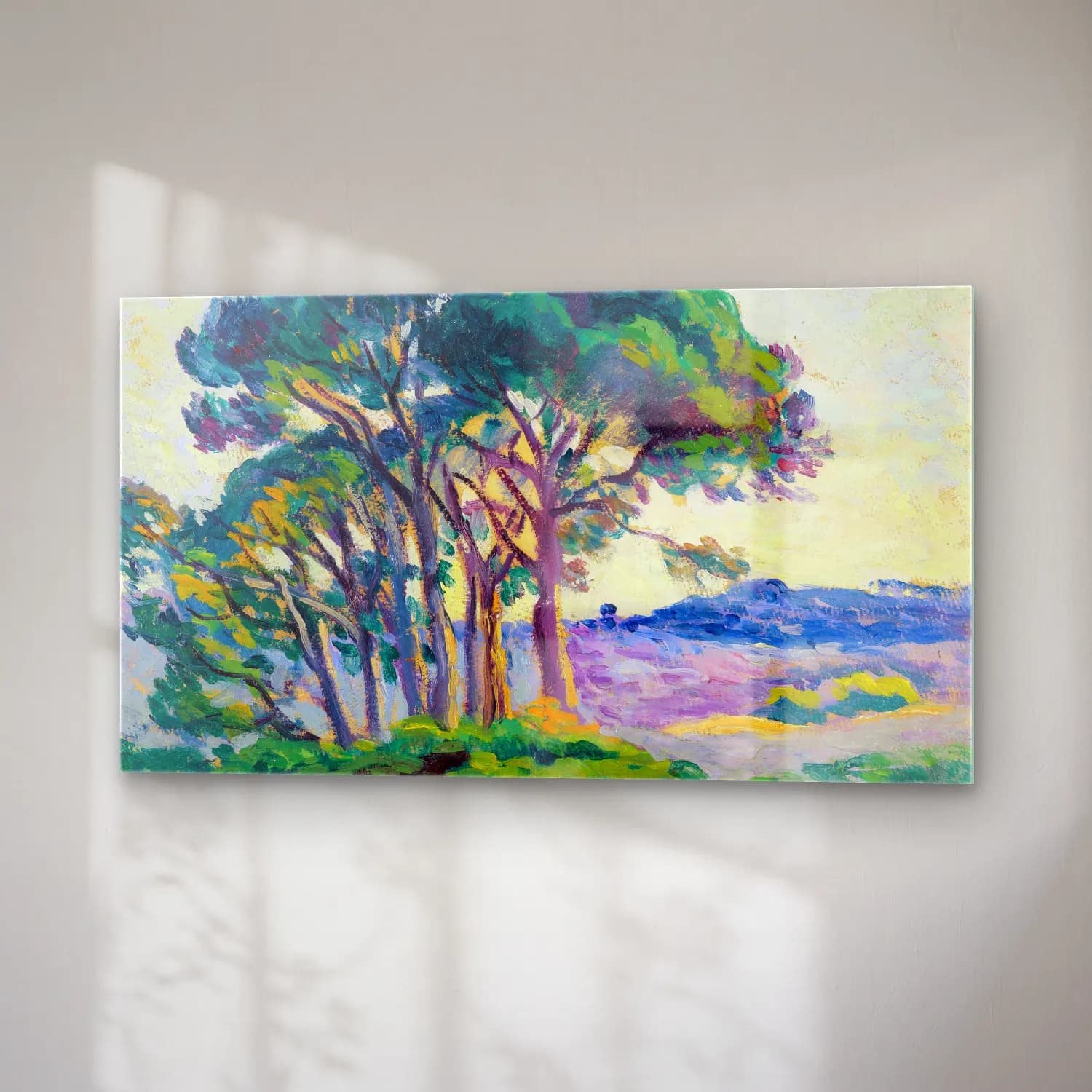 Maximilien Luce – Pins Aux Cannebiers cam tablo — sağ açıdan görünüm