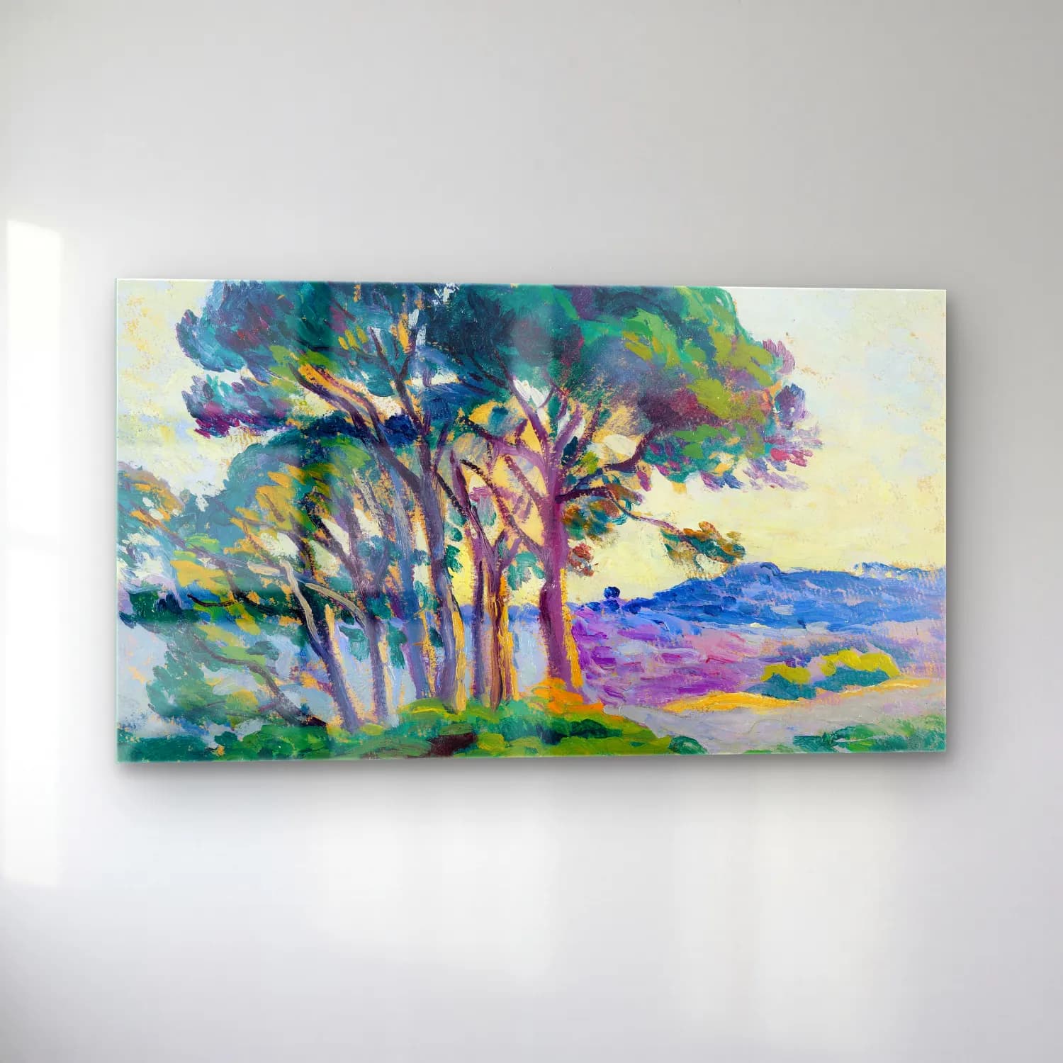 Maximilien Luce – Pins Aux Cannebiers cam tablo — sol açıdan görünüm