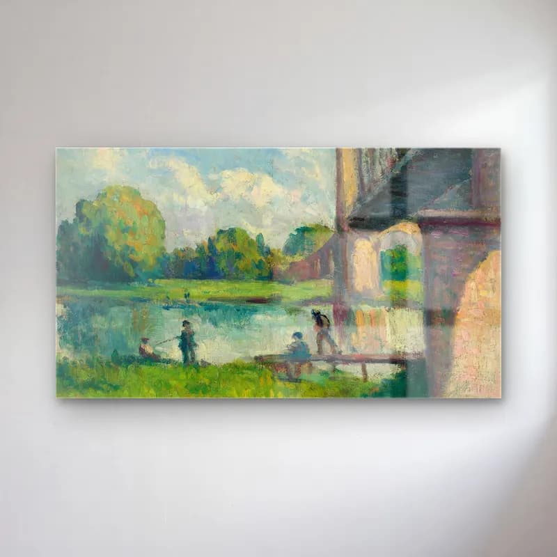 Maximilien Luce – Pont Aux Environs D’angers cam tablo — Maximilien Luce – Pont Aux Environs D’angers — empresyonist kırda nehir