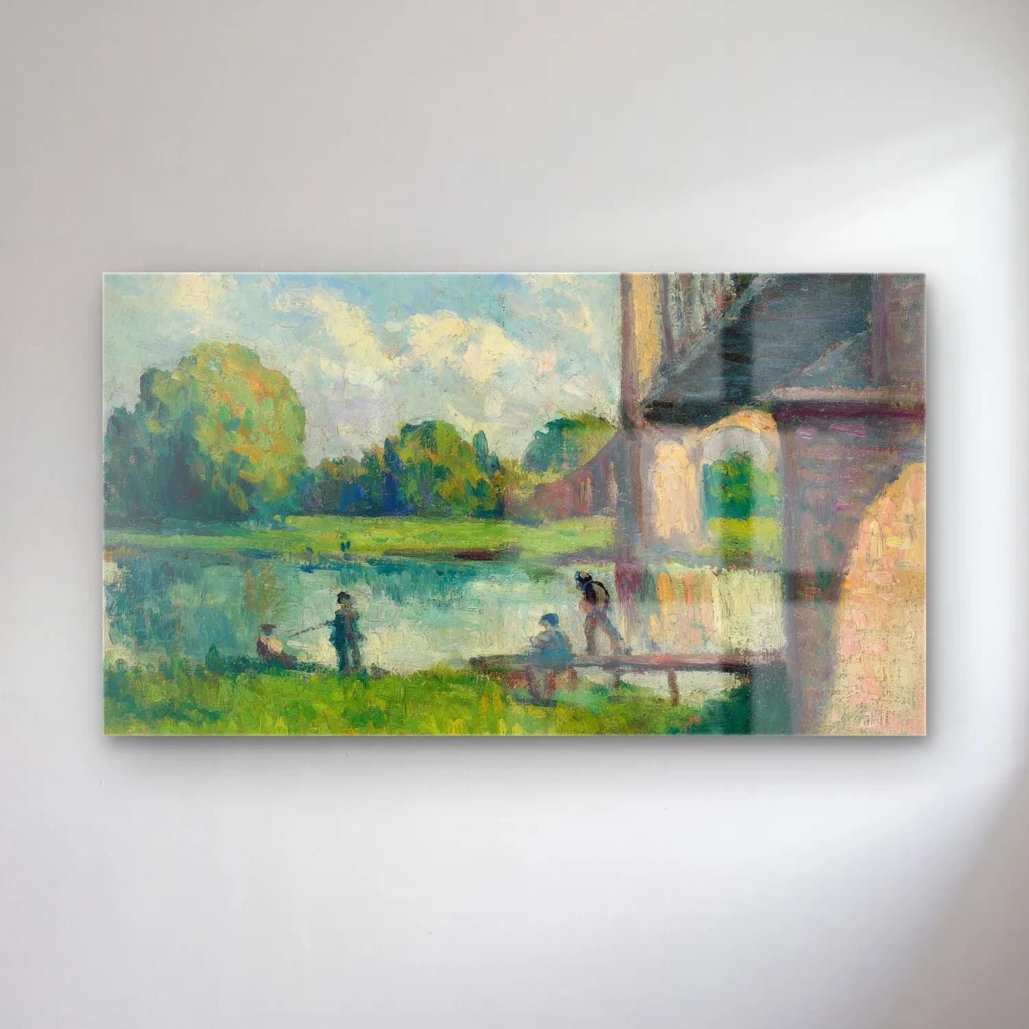 Maximilien Luce – Pont Aux Environs D’angers cam tablo — Maximilien Luce – Pont Aux Environs D’angers — empresyonist kırda nehir