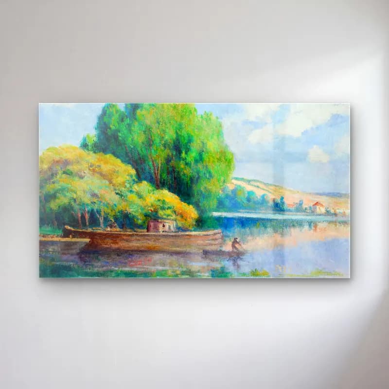 Maximilien Luce – Rivière cam tablo — Maximilien Luce – Rivière — empresyonist kırda nehir