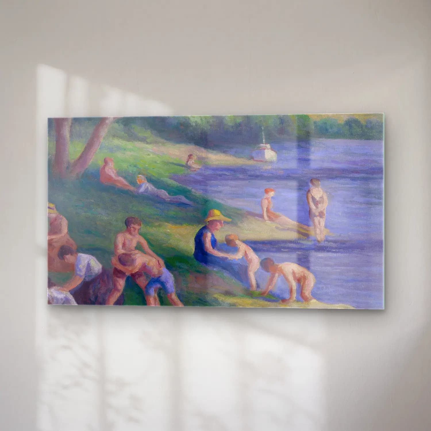 Maximilien Luce – Rolleboise, La Baignade cam tablo — sağ açıdan görünüm