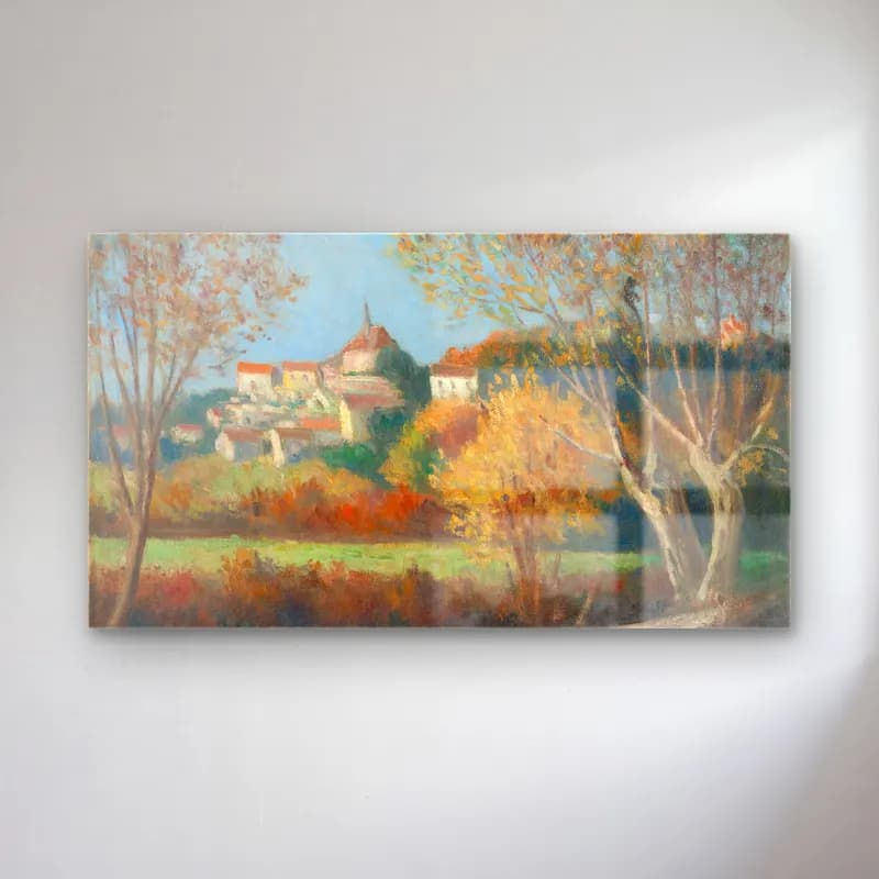 Maximilien Luce – Rolleboise, Le Village cam tablo — Maximilien Luce – Rolleboise, Le Village — empresyonist köy sokağı