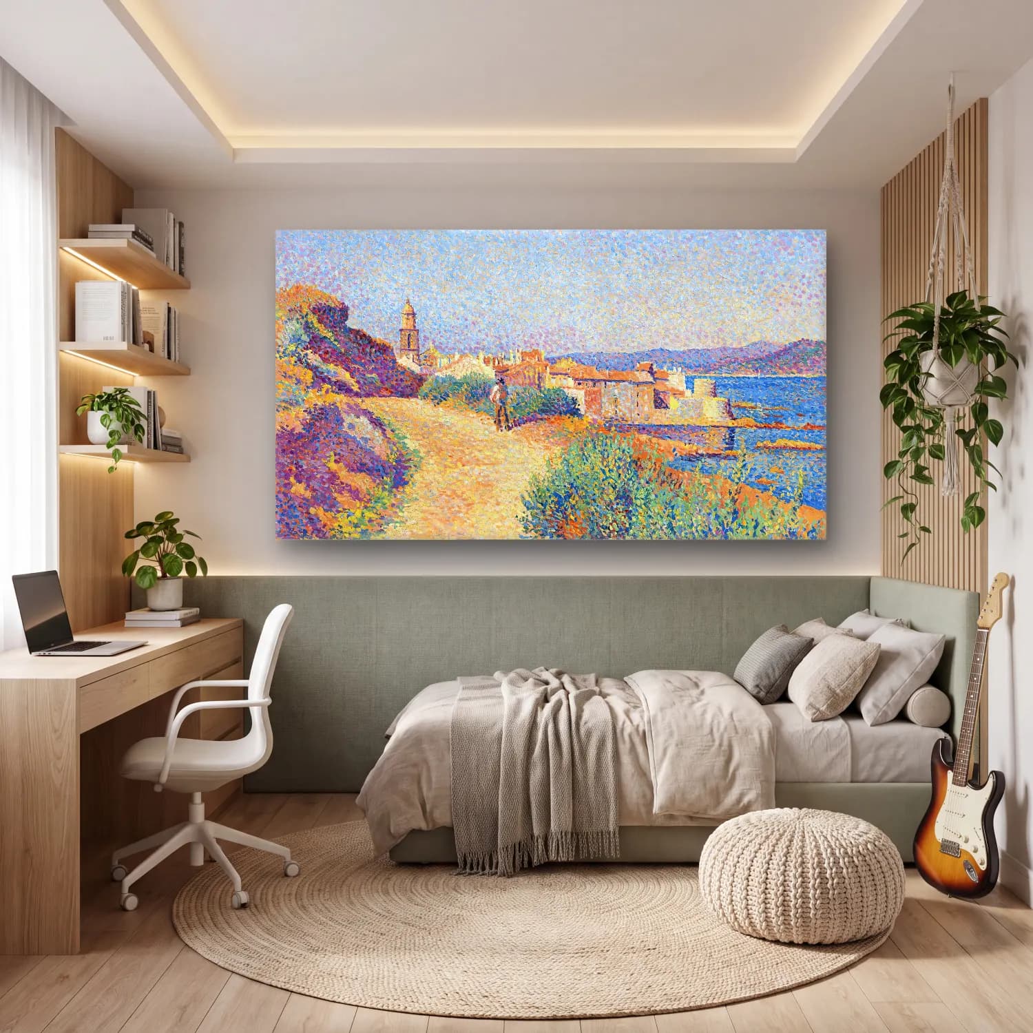 Maximilien Luce – Saint-Tropez cam tablo — genç odasında
