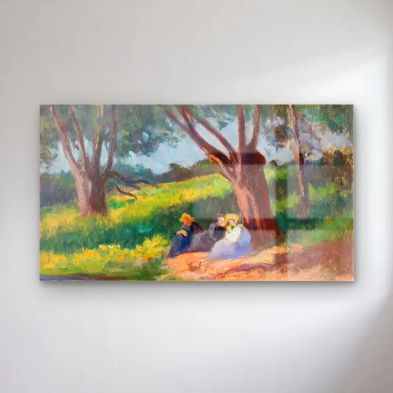 Maximilien Luce – Sous L´arbre Rolleboise cam tablo — Maximilien Luce – Sous L´arbre Rolleboise — empresyonist sahilde i̇nsanlar