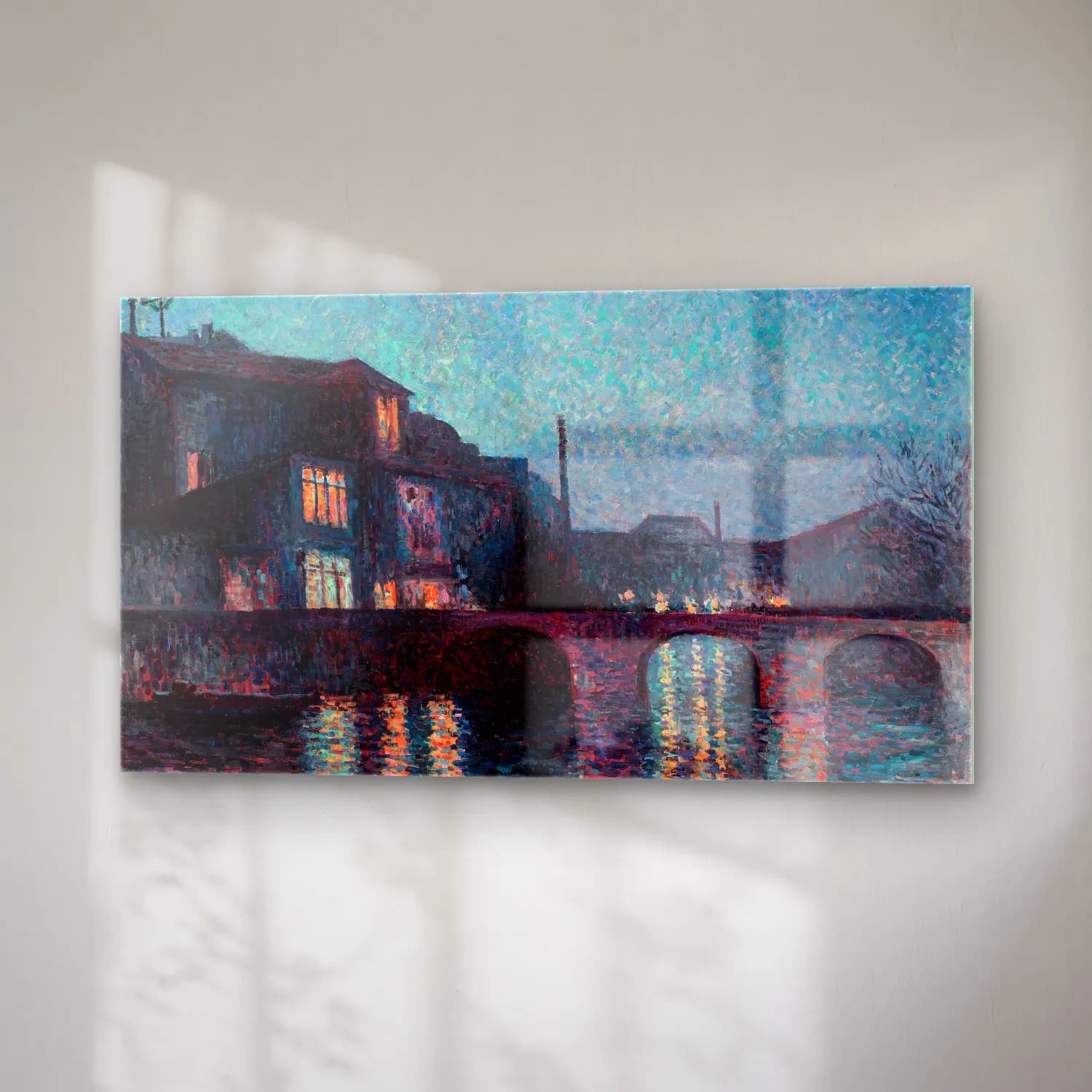 Maximilien Luce – The River Sambre in Charleroi cam tablo — sağ açıdan görünüm