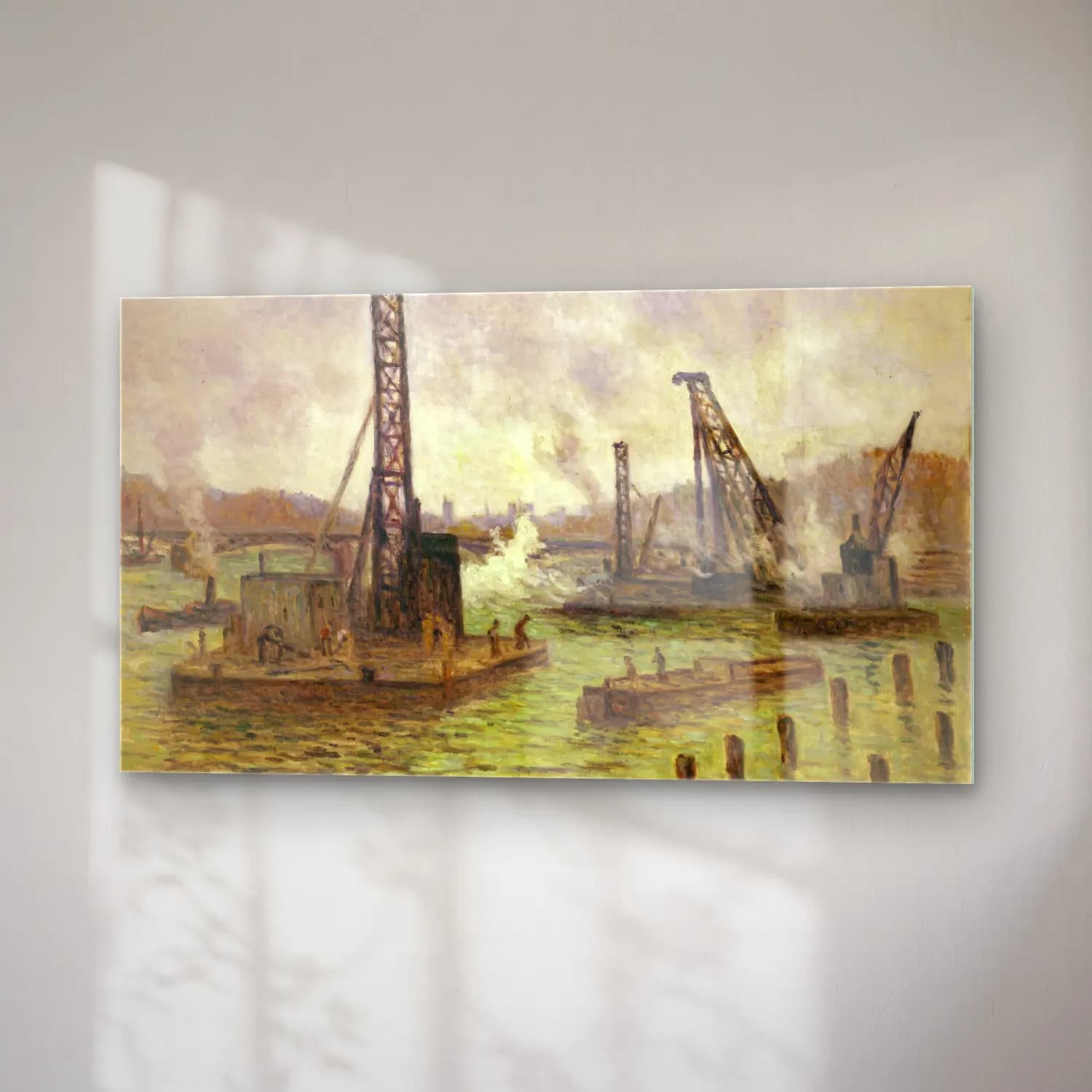 Maximilien Luce – Travaux sur la Seine, au pont des Saints-Pères cam tablo — sağ açıdan görünüm