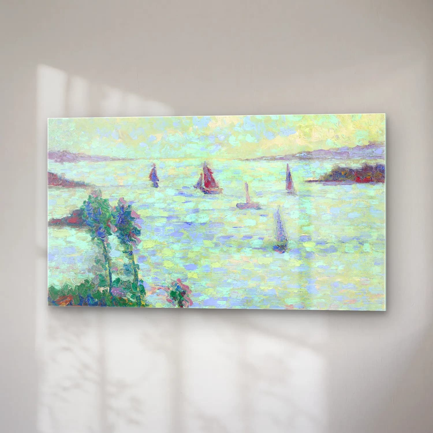 Maximilien Luce – Voiliers au large de Kermouster (circa 1914-1915) cam tablo — sağ açıdan görünüm