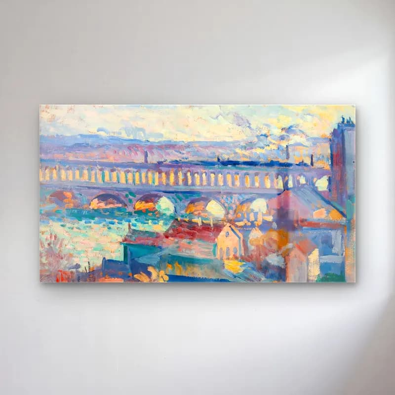 Maximilien Luce – Vue Sur Le Viaduc D’auteuil (circa 1905-10) cam tablo — Maximilien Luce – Vue Sur Le Viaduc D’auteuil (circa 1905-10) — empresyonist köprü