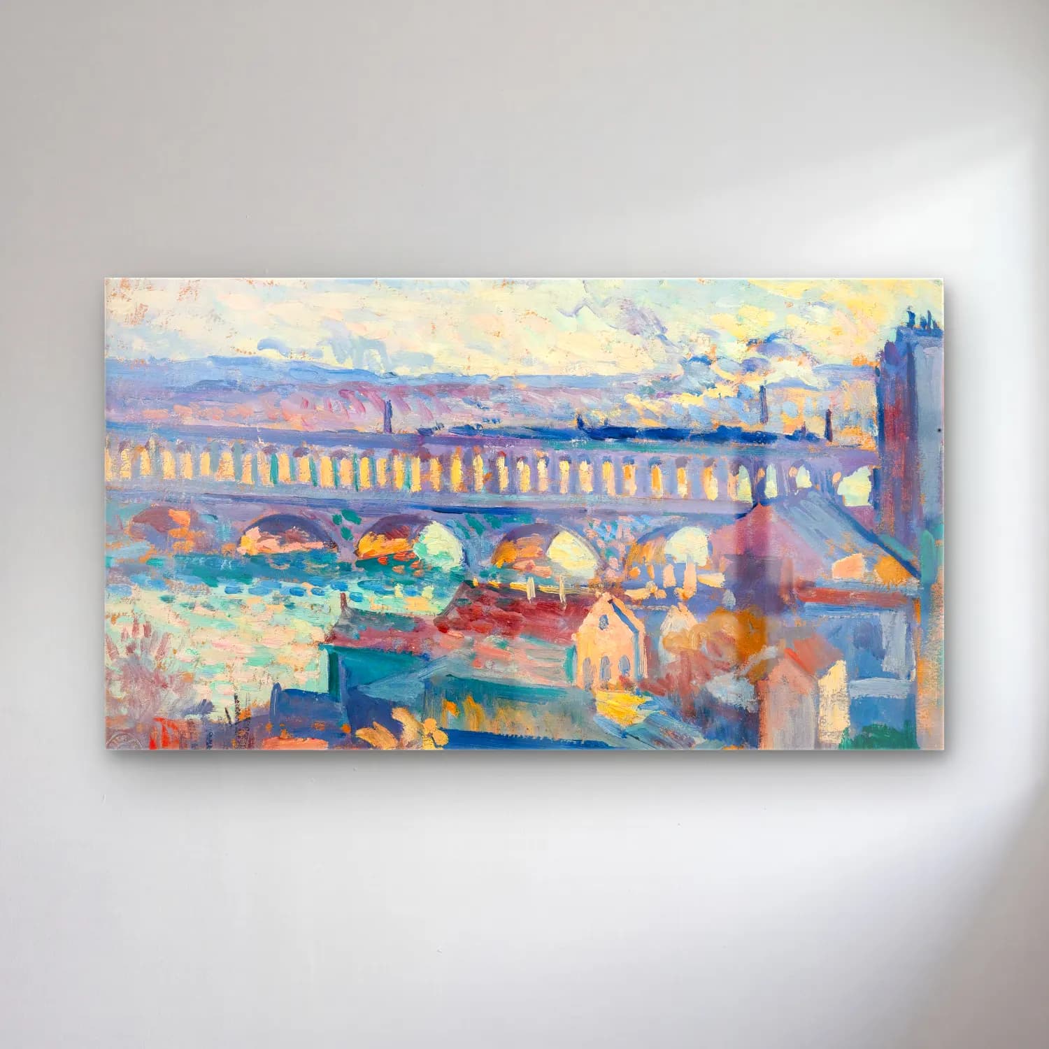 Maximilien Luce – Vue Sur Le Viaduc D’auteuil (circa 1905-10) cam tablo — Maximilien Luce – Vue Sur Le Viaduc D’auteuil (circa 1905-10) — empresyonist köprü