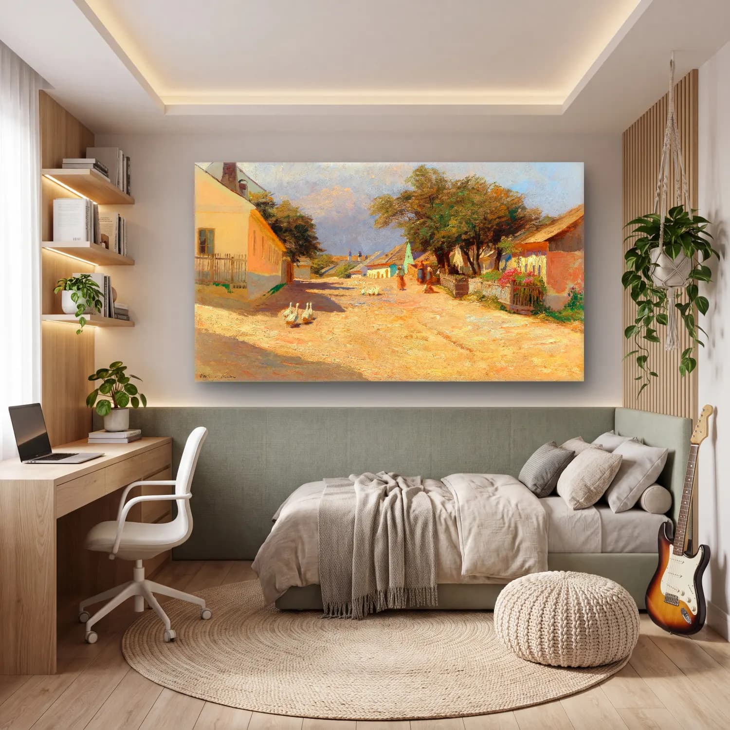 Olga Wisinger-Florian – Olga Wisinger-Florian - A village road in the summer midday… cam tablo — genç odasında