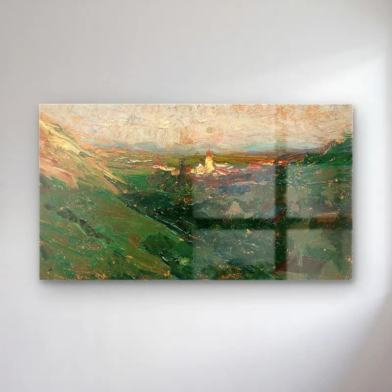 Olga Wisinger-Florian – Olga Wisinger-Florian - Blick auf das Kahlenberger Dorf cam tablo — Olga Wisinger-Florian – Olga Wisinger-Florian - Blick auf das Kahlenberger Dorf — empresyonist yeşil tepeler
