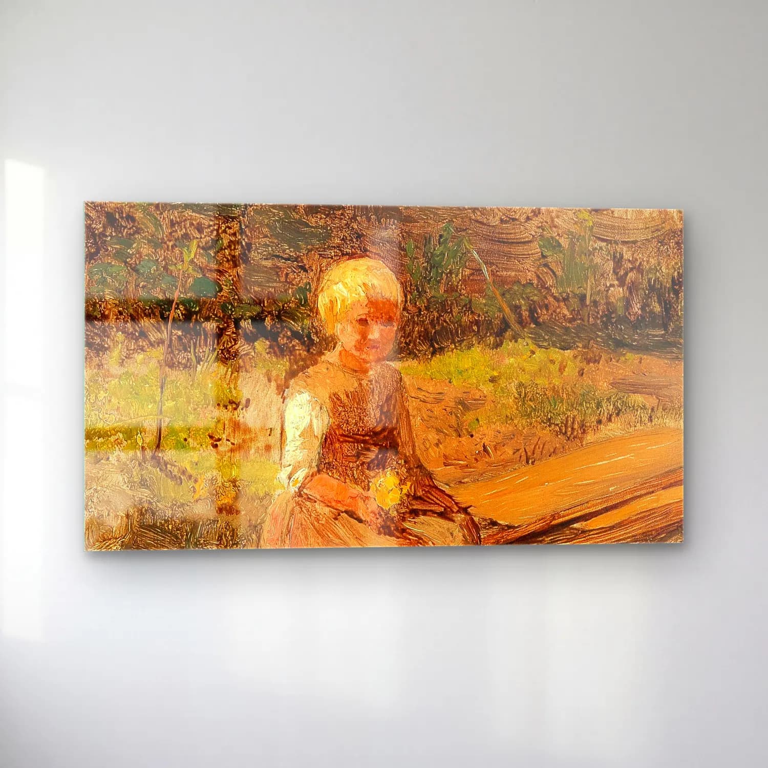 Olga Wisinger-Florian – Olga Wisinger-Florian - Child Sitting on a Wooden Walkway cam tablo — sol açıdan görünüm