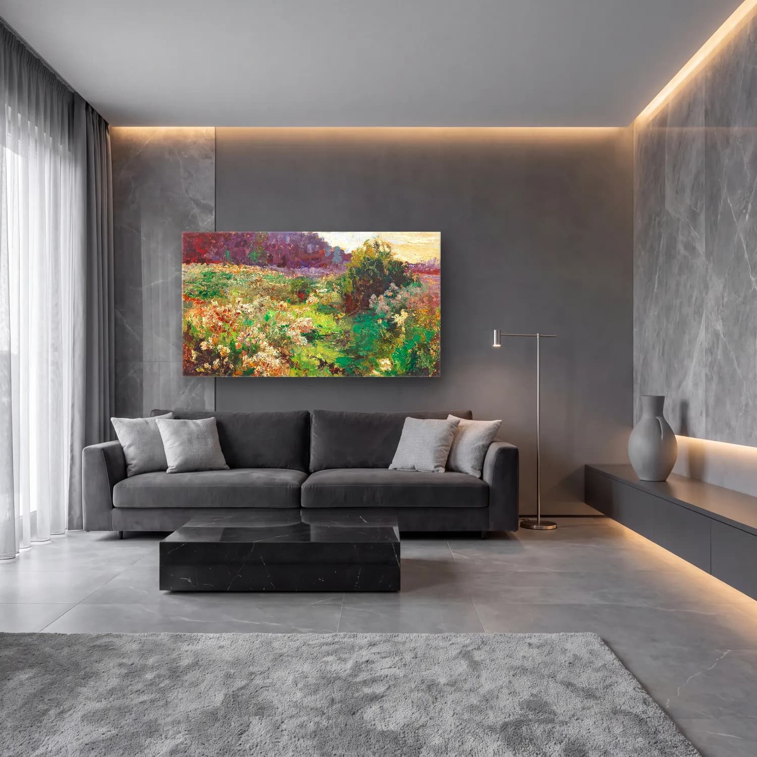 Olga Wisinger-Florian – Olga Wisinger-Florian - Meadow cam tablo — lüks salon duvarında