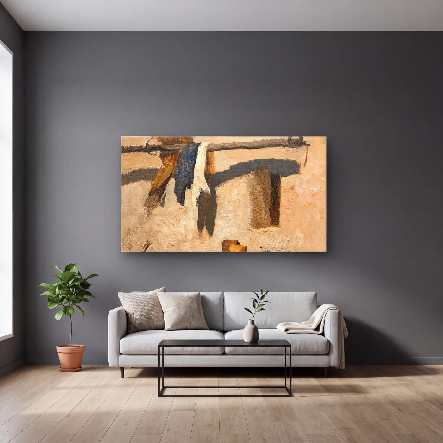 Olga Wisinger-Florian – Olga Wisinger-Florian - Wall of a house cam tablo — gri duvarlı salonda
