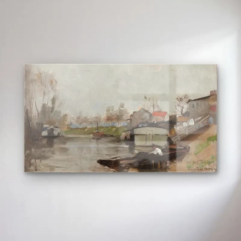 Richard Bergh – Förstad till Paris cam tablo — Richard Bergh – Förstad till Paris — yağlı boya liman ve tekneler